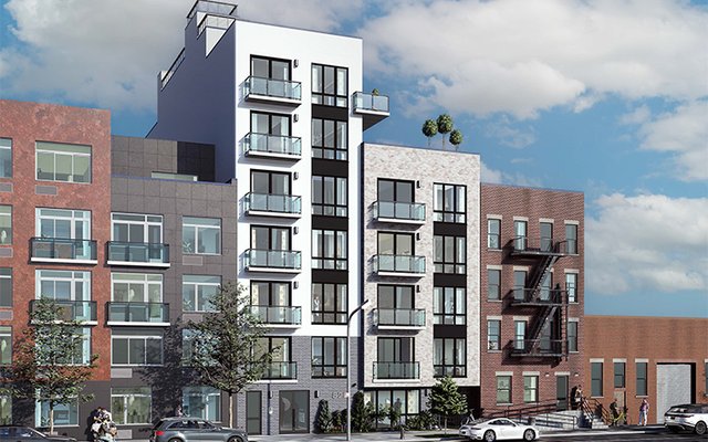 Brooklyn — seven-story infill residential between existing brick neighbors in Prospect Heights